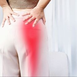 Patient describing lower back and leg pain from sciatica