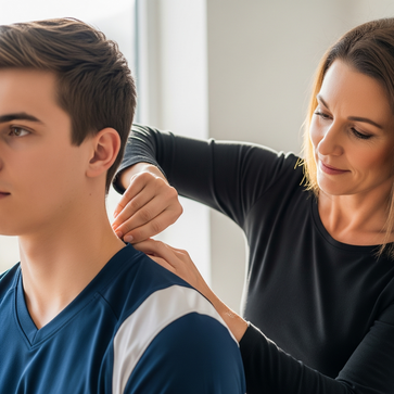 Young athlete receiving chiropractic care